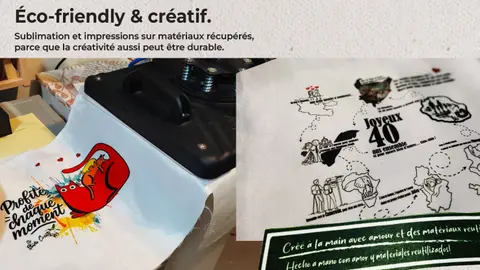 #Sublimation et impressions réalisées sur des matériaux récupérés,
pour des créations qui respectent la planète.
#Studi