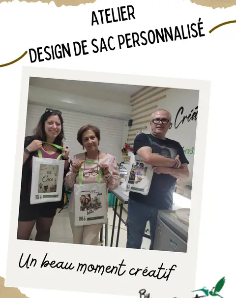 Un beau moment créatif ✂️ studiocreatif-rv3.fr
On a personnalisé un sac unique, confectionné à partir de tissu récupéré,
